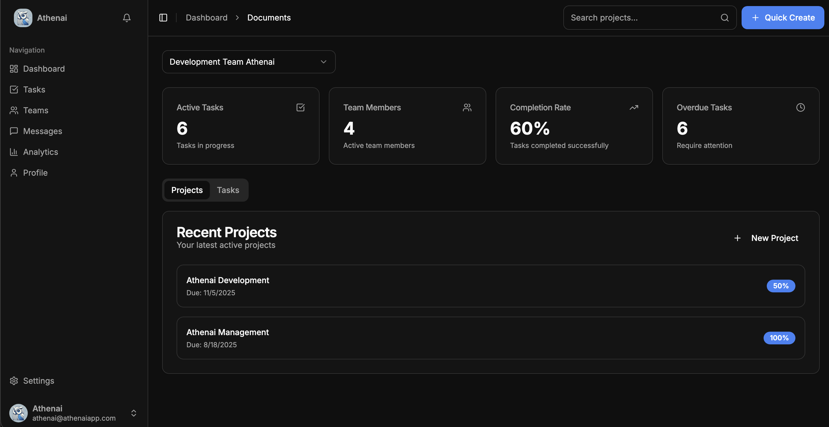 Athenai Dashboard